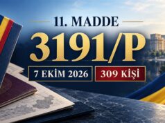 Romanya Vatandaşlığı 11. Madde: 3191/P Sayılı Yeni Emir Yayımlandı Romanya vatandaşlığı 11. madde 3191/P emri – 7 Ekim 2026, 309 kişi